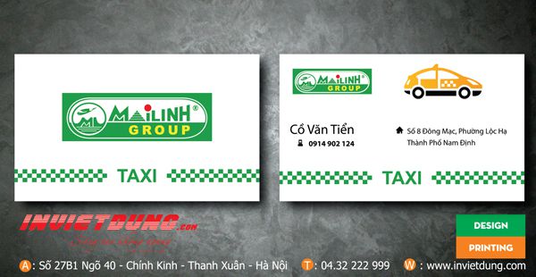 Mẫu card visit taxi Mai Linh